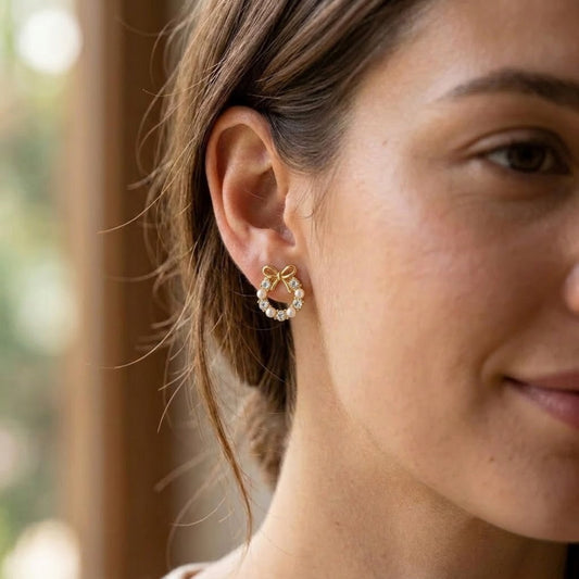 Bow & Bloom Pearl Halo Studs