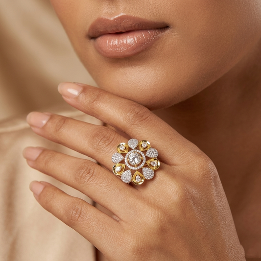 Floral Radiance Sunburst Statement Ring