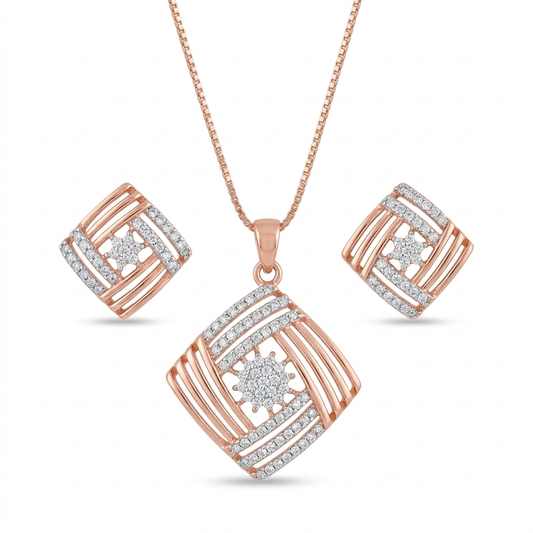 Geometric Rose Gold Pendant Set