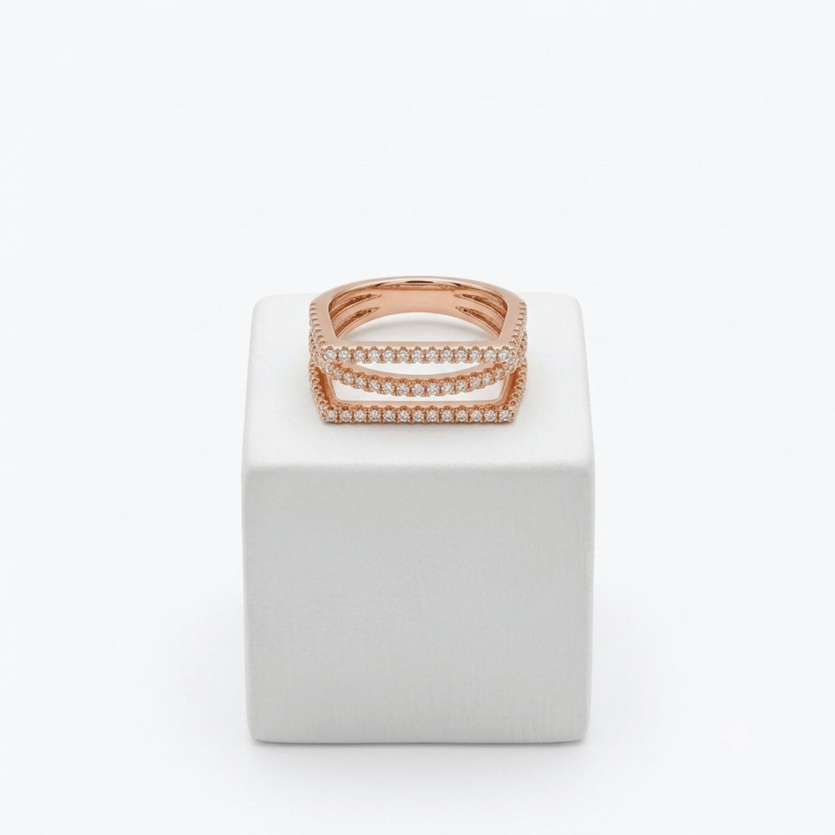 The Rose Gold Layered Sparkle Ring
