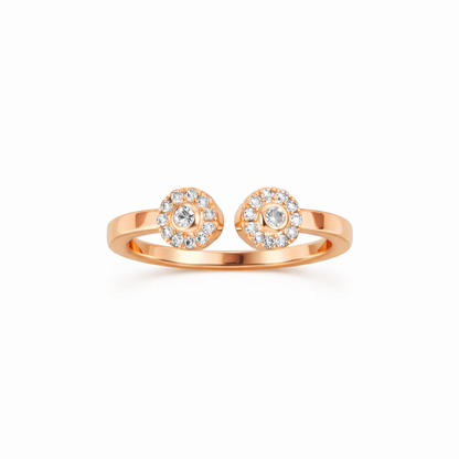 Rose Gold Dual Bloom Open Ring