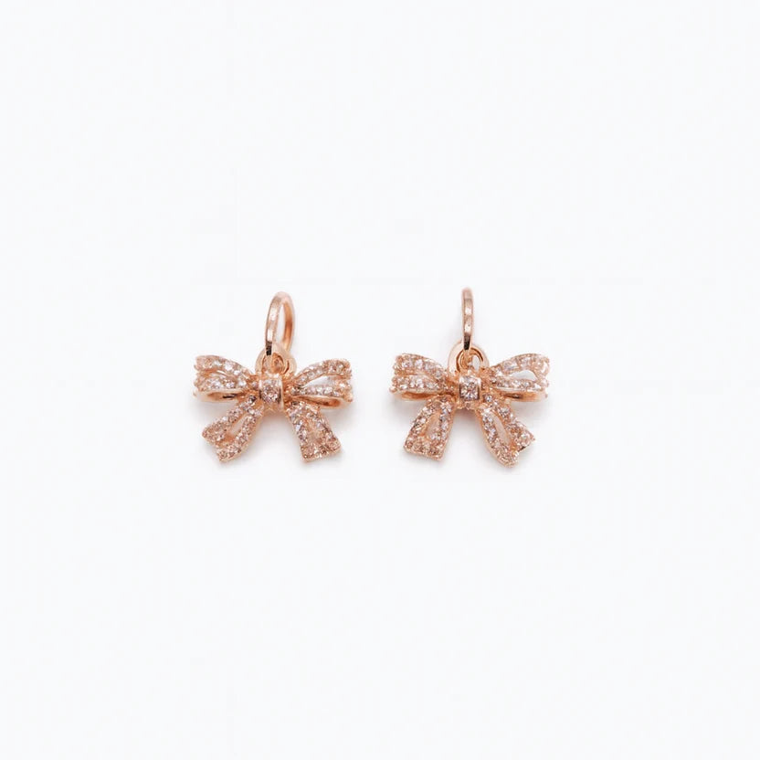 Rose Gold Pavé Ribbon Bow Charms