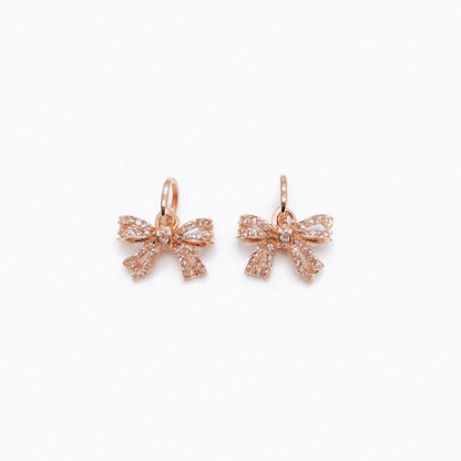 Rose Gold Pavé Ribbon Bow Charms
