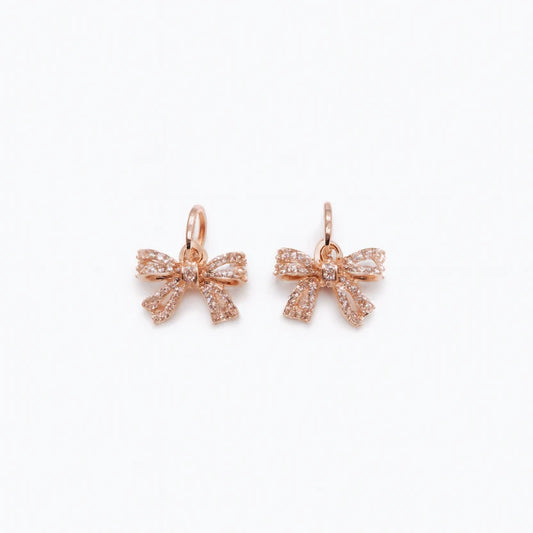 Rose Gold Pavé Ribbon Bow Charms