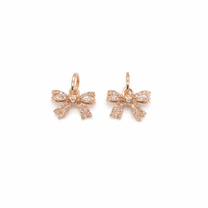 Rose Gold Pavé Ribbon Bow Charms