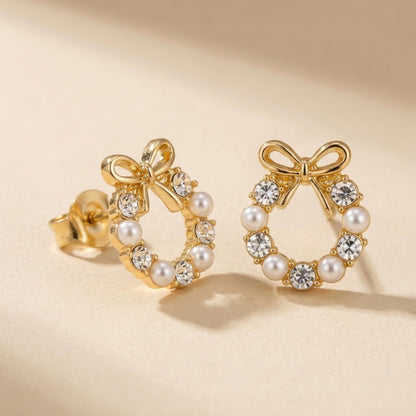 Bow & Bloom Pearl Halo Studs