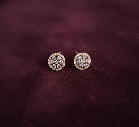 Rose Gold Diamond Halo Studs