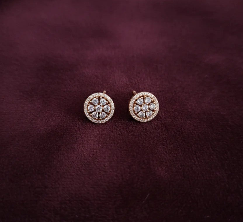 Rose Gold Diamond Halo Studs