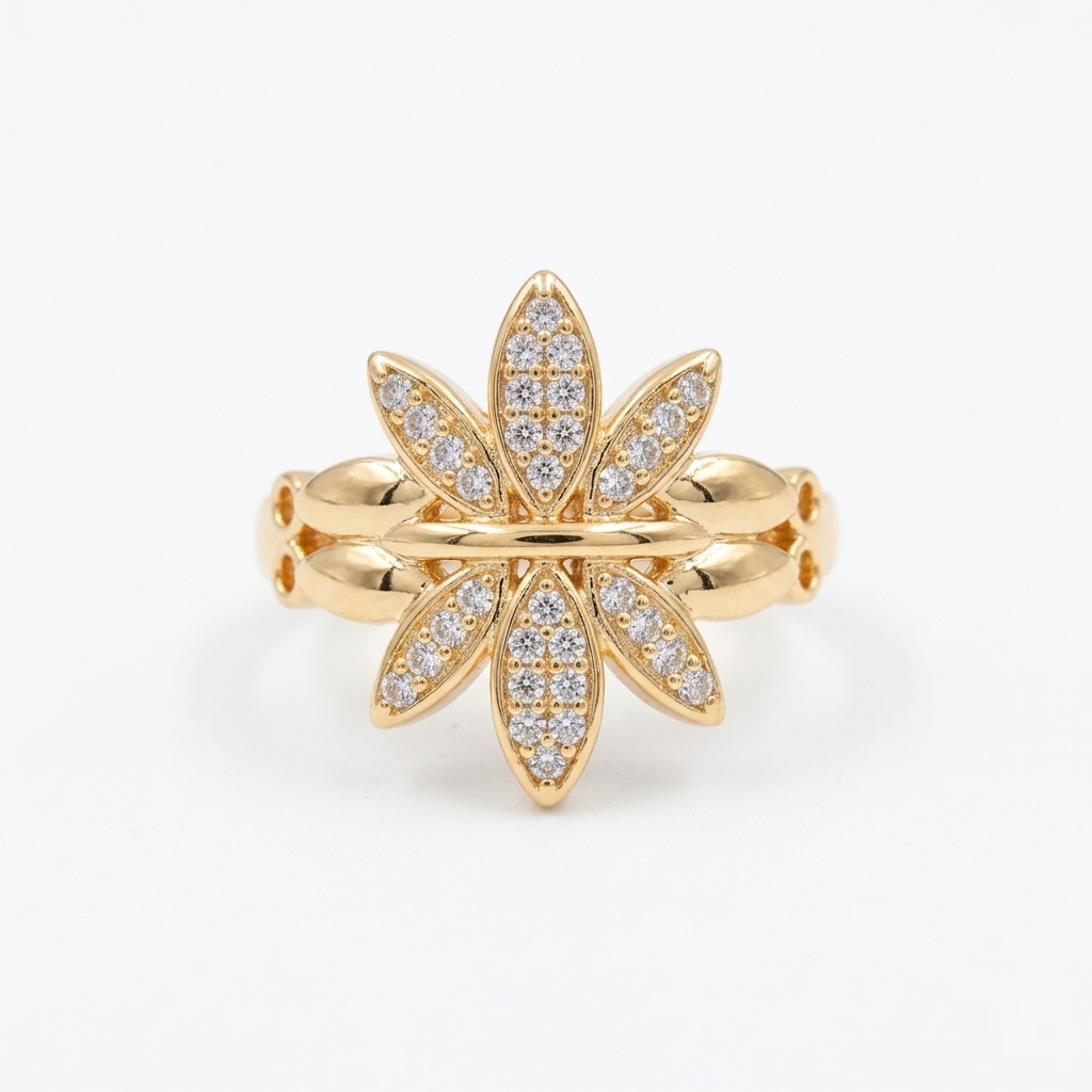 Radiant Floral Star Gold Ring