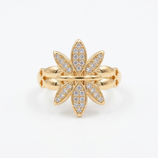 Radiant Floral Star Gold Ring