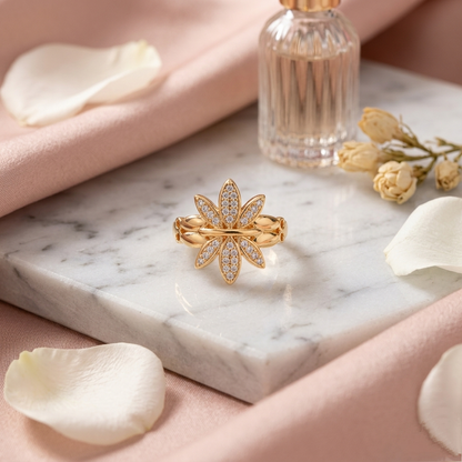Radiant Floral Star Gold Ring