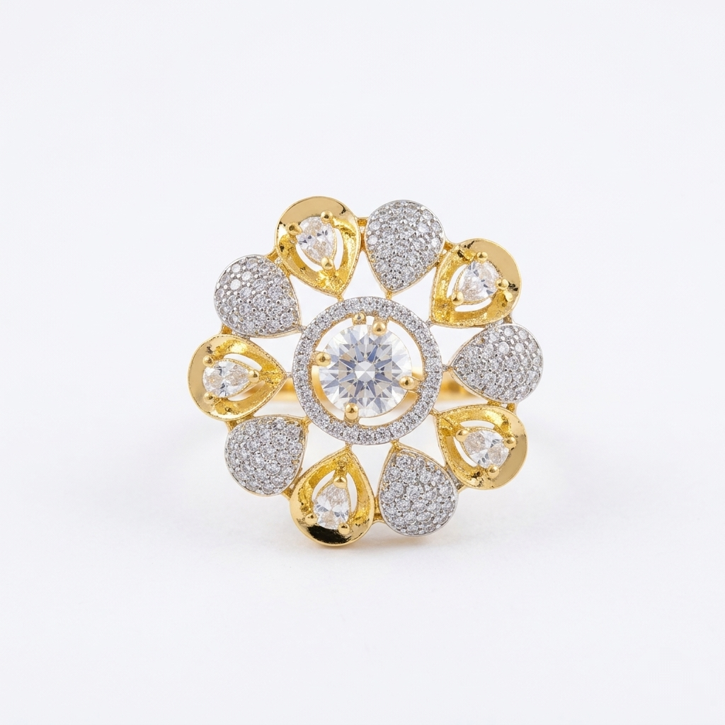 Floral Radiance Sunburst Statement Ring