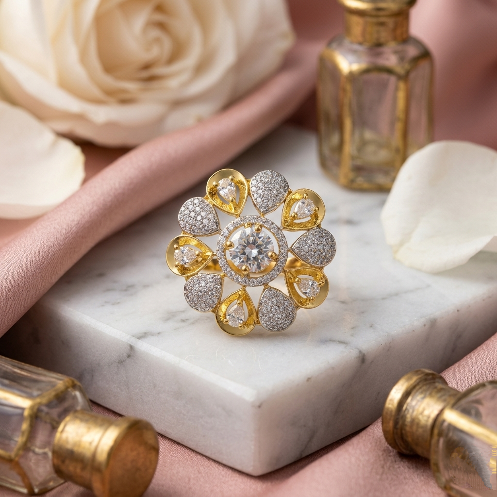 Floral Radiance Sunburst Statement Ring