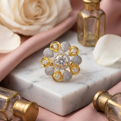 Floral Radiance Sunburst Statement Ring