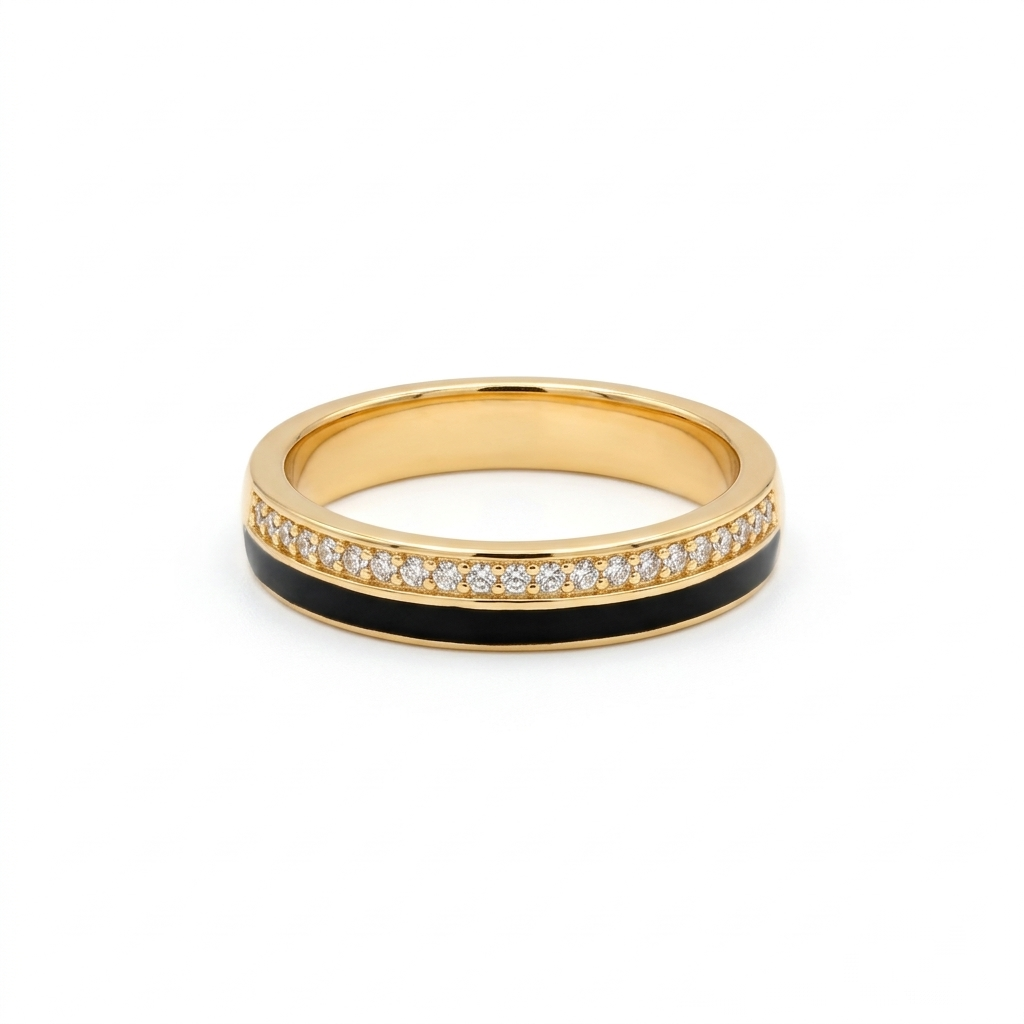 Elegant Black Enamel Diamond Band