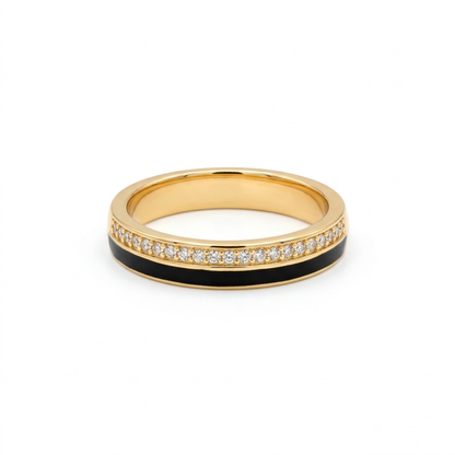 Elegant Black Enamel Diamond Band