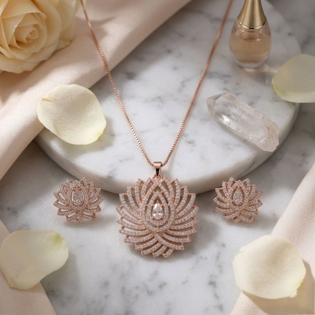 Radiant Lotus Pendant Set