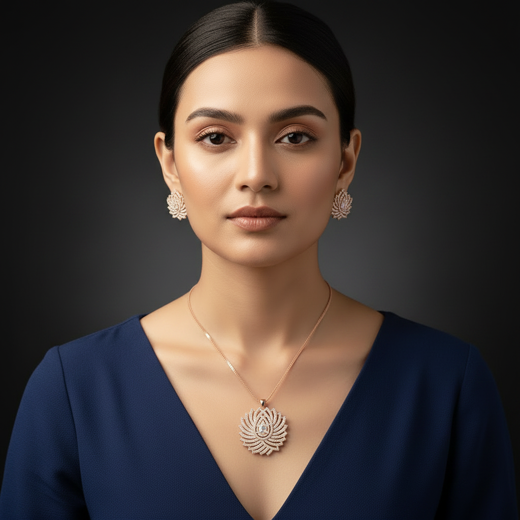 Radiant Lotus Pendant Set