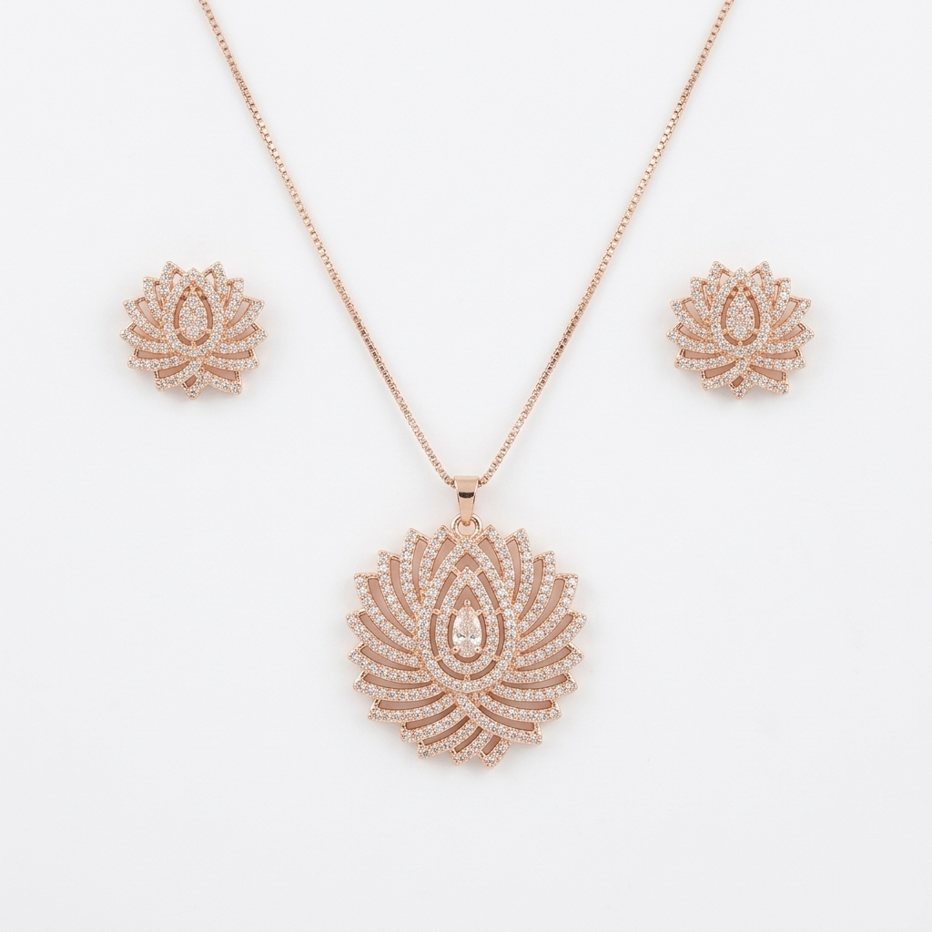 Radiant Lotus Pendant Set