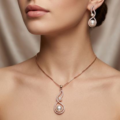 Rose Gold Pearl Infinity Set
