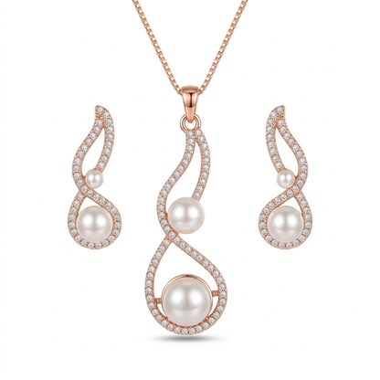 Rose Gold Pearl Infinity Set
