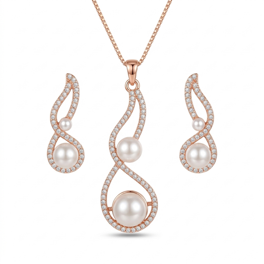 Rose Gold Pearl Infinity Set