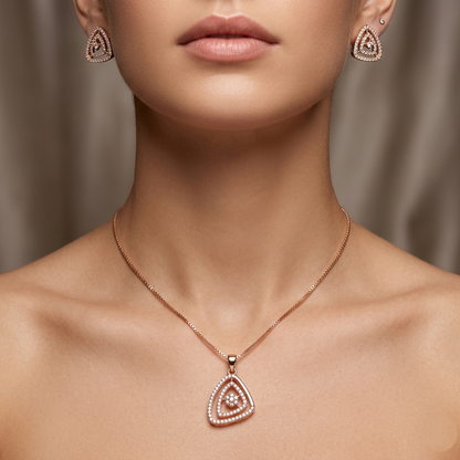 Celestial Rose Geometric Pendant Set