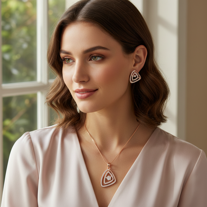 Celestial Rose Geometric Pendant Set