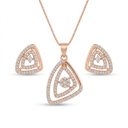 Celestial Rose Geometric Pendant Set