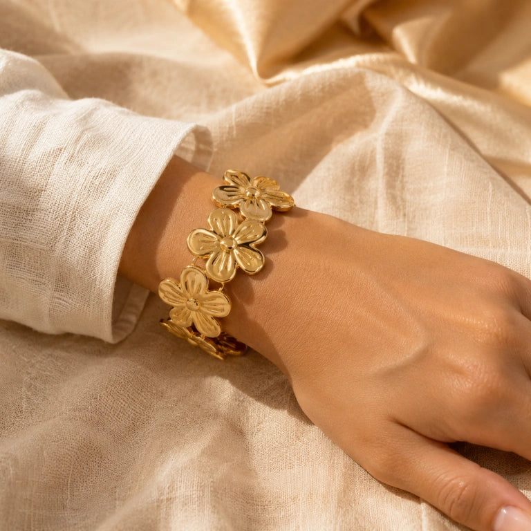 Flora Anti-Tarnish Golden Cuff