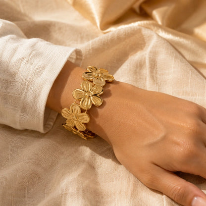 Flora Anti-Tarnish Golden Cuff