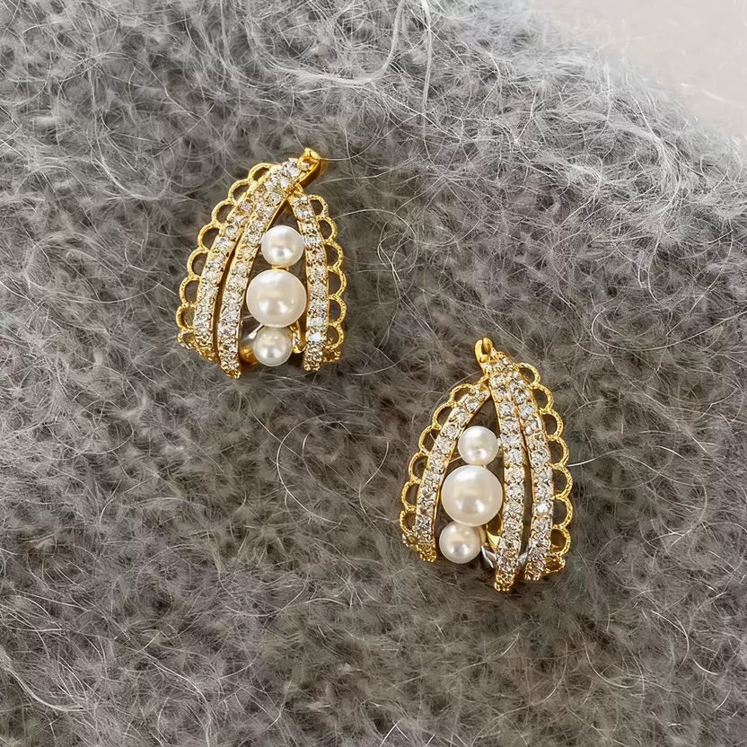 Imperial Scallop Pearl Statement Studs