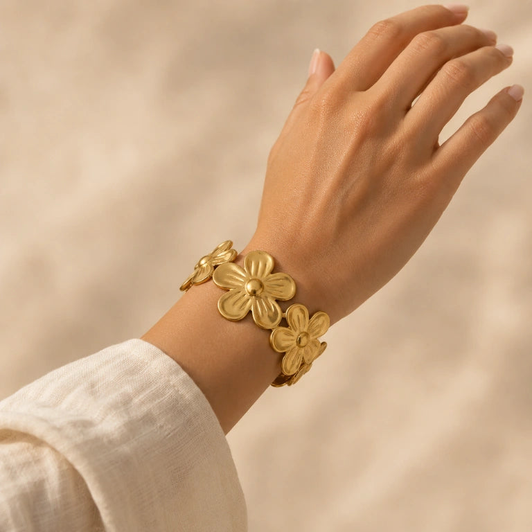 Flora Anti-Tarnish Golden Cuff