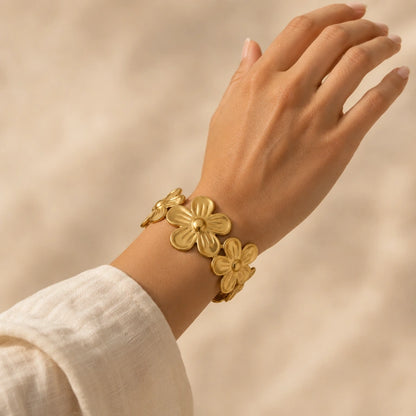 Flora Anti-Tarnish Golden Cuff