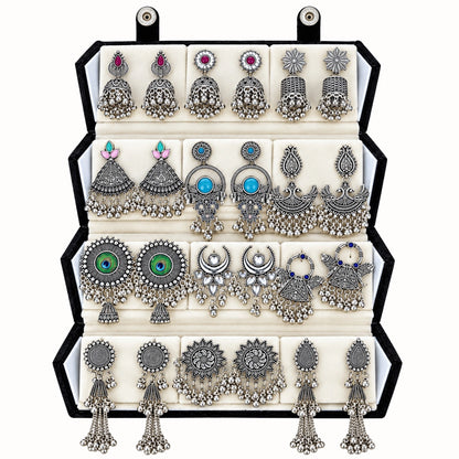 Oxidised Jhumka & Earrings Combo Set