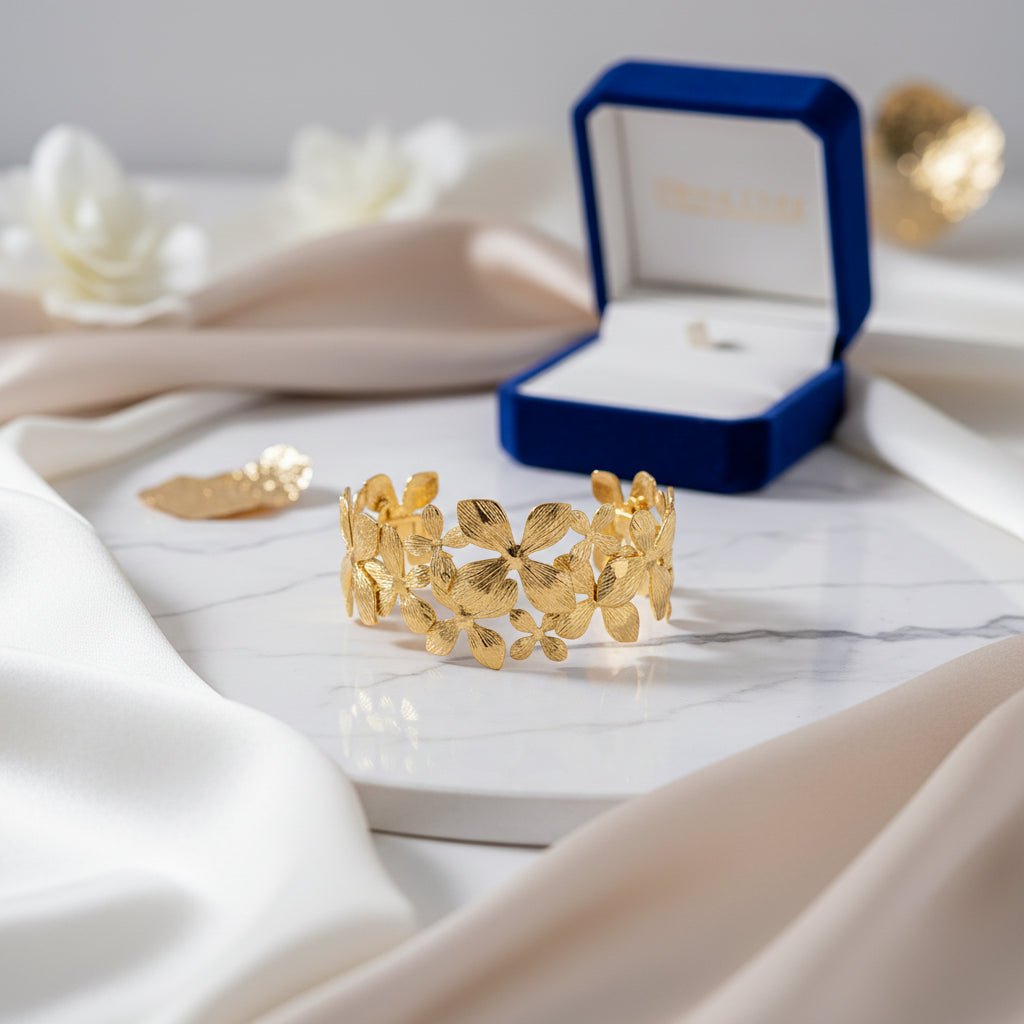 Anti-Tarnishing Gilded Flora Cuff