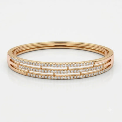 Rose Gold Triple Row Pavé Bangle