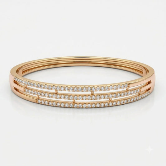 Rose Gold Triple Row Pavé Bangle