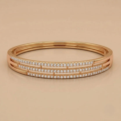 Rose Gold Triple Row Pavé Bangle