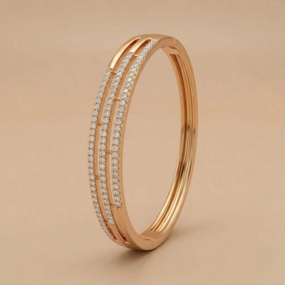 Rose Gold Triple Row Pavé Bangle