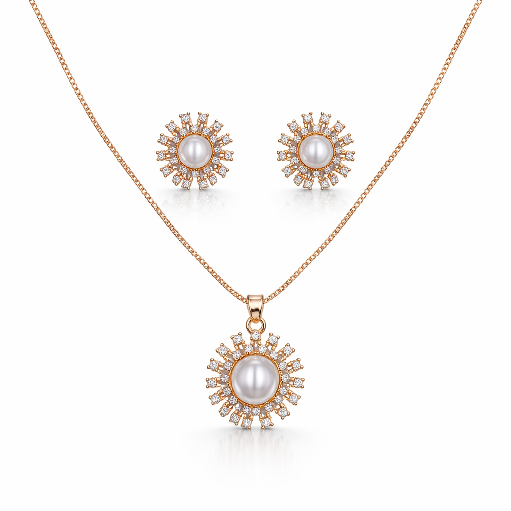 Celestial Pearl Sunburst Jewellery Set