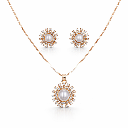 Celestial Pearl Sunburst Jewellery Set