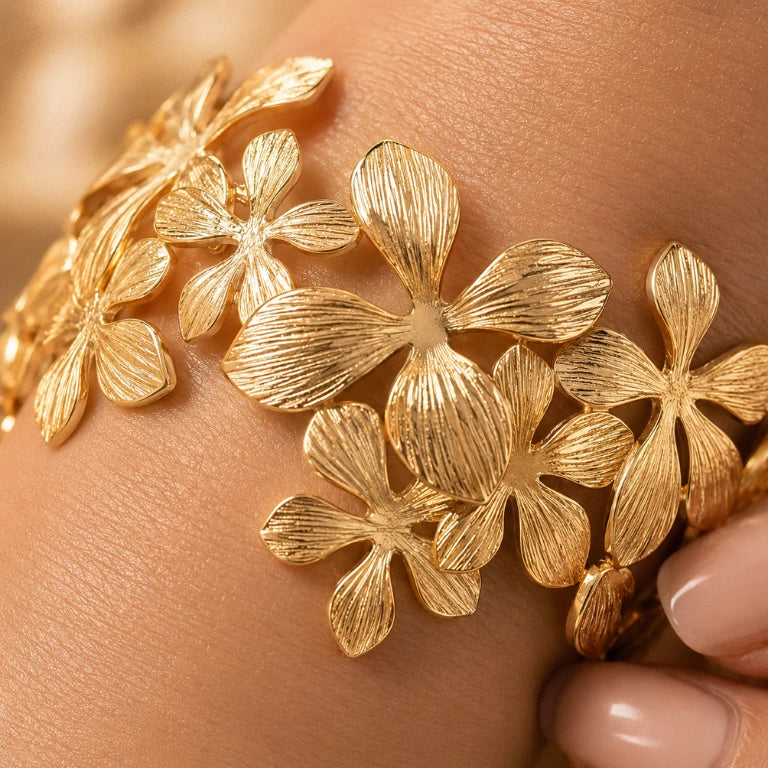 Anti-Tarnishing Gilded Flora Cuff