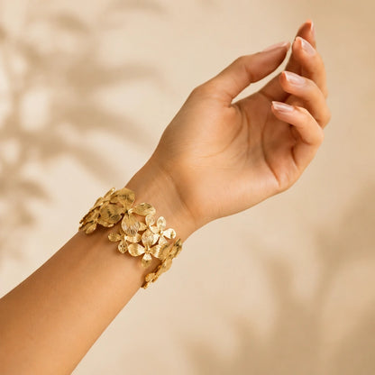 Anti-Tarnishing Gilded Flora Cuff