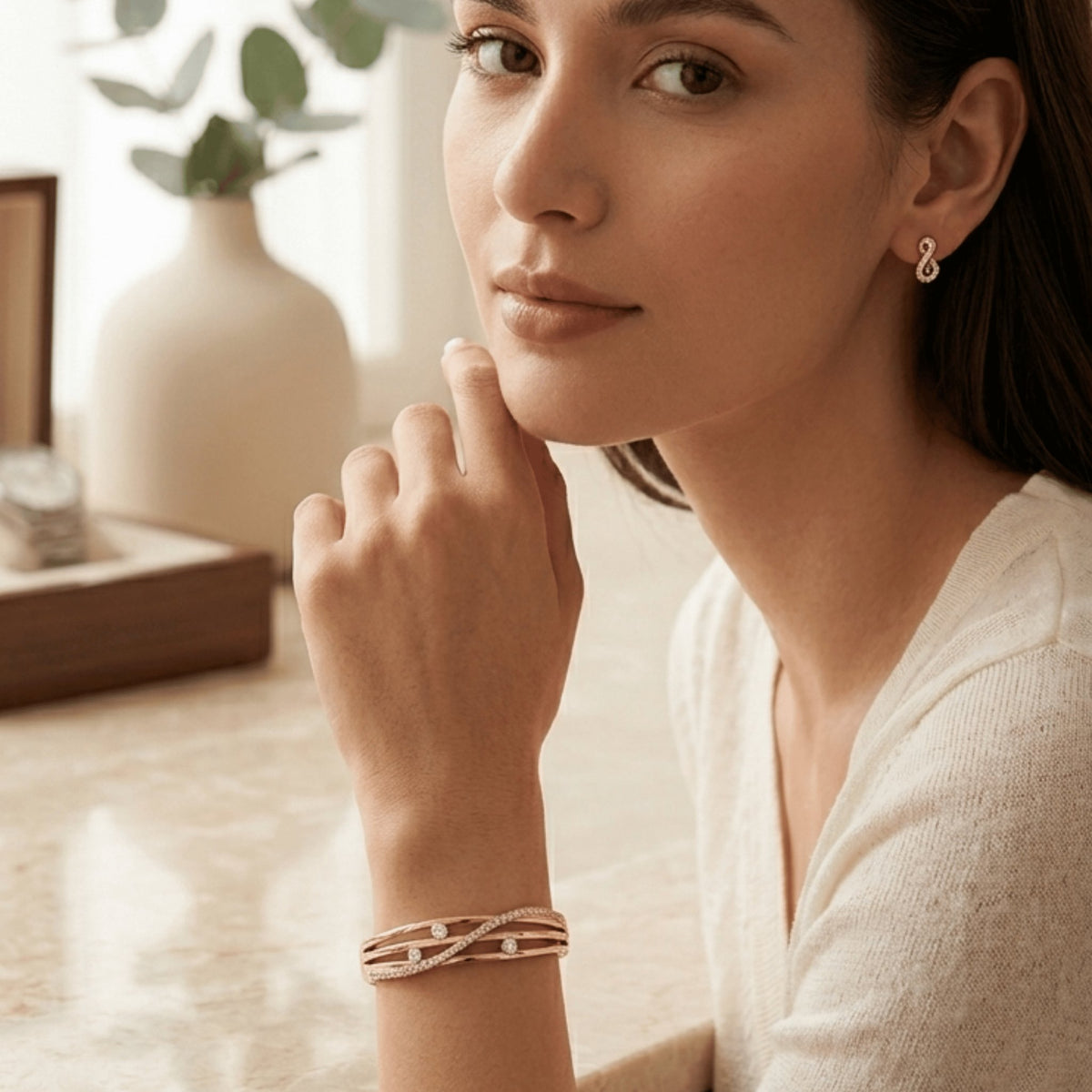 The Rose Gold Infinity Waves Bracelet