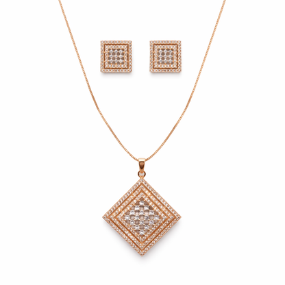 Elegant Rose Lattice Pendant Set