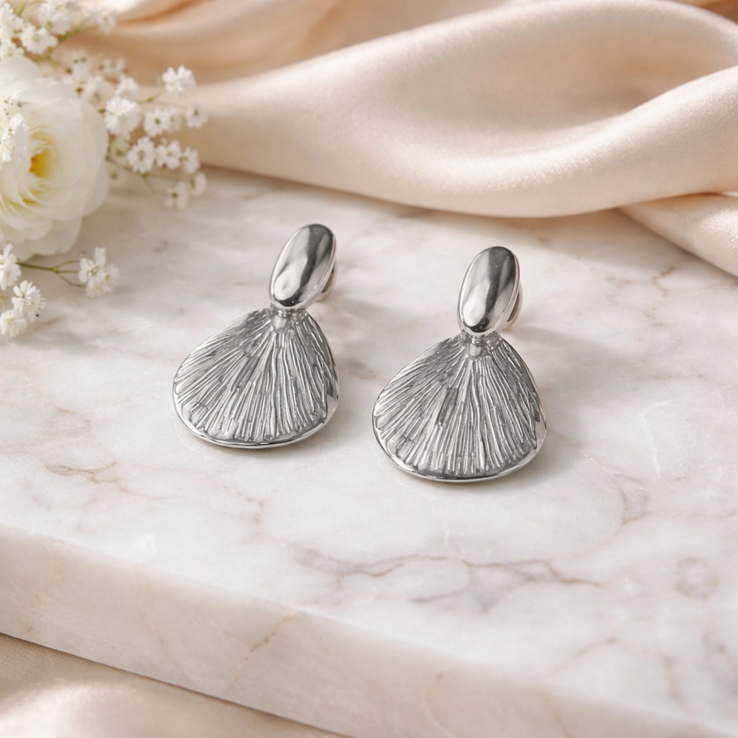 Silver Shell Fan Drops
