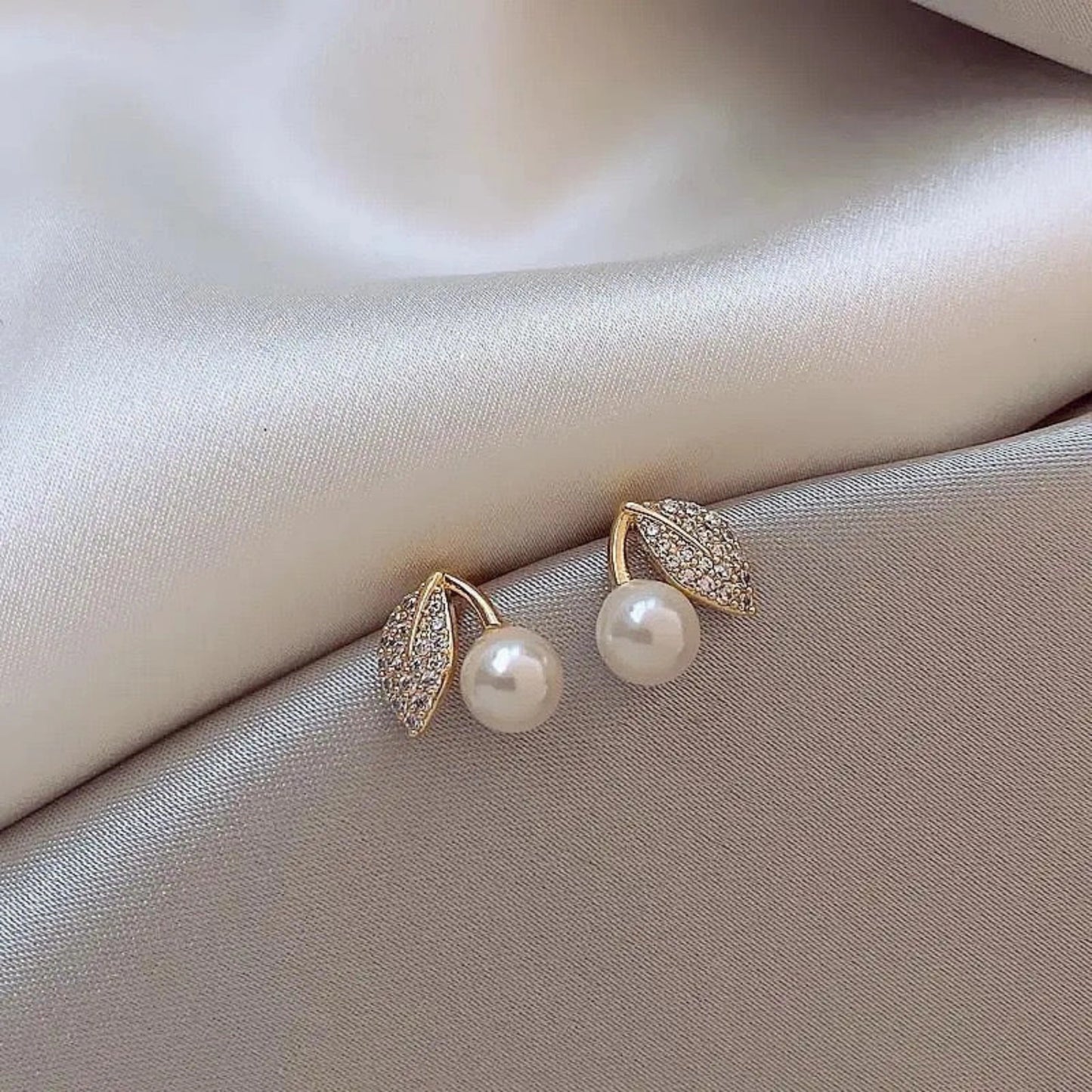 Golden Leaf Pearl Studs