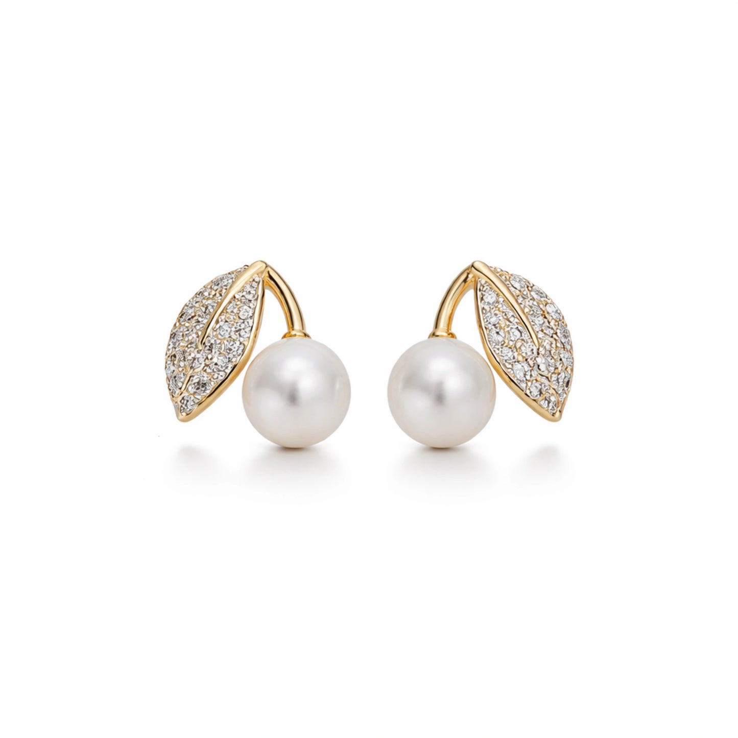 Golden Leaf Pearl Studs