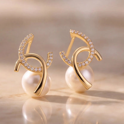 Celestial Orbit Pearl Pavé Studs